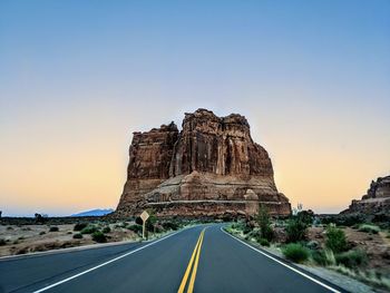 View of rock formation against clear sky