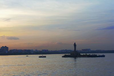 Scenic view of sea against sky during sunset