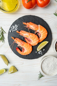 High angle view of food on table