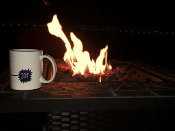 Close-up of bonfire at night