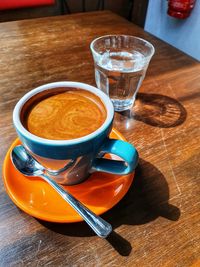 High angle view of coffee on table