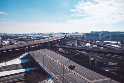 High angle view of elevated road against sky