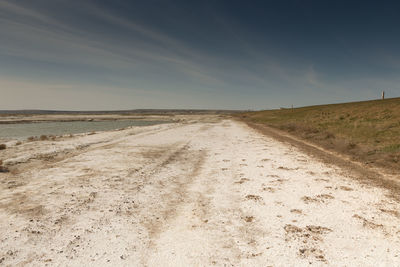 The road through the steppes to the aral sea.kazakhstan,2019