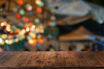 Close-up of wooden table