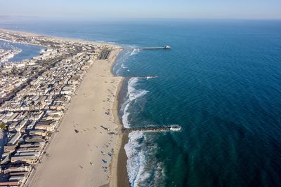 High angle view of beach against sky