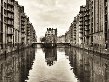 View of canal in city