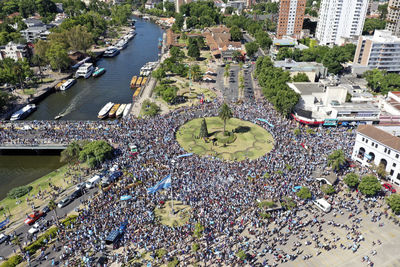 High angle view of buildings in city