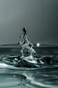 Close-up of drop falling on water