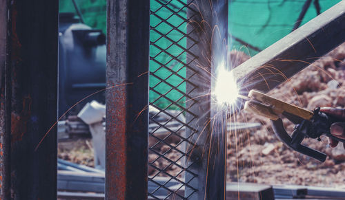 Close-up of metal fence