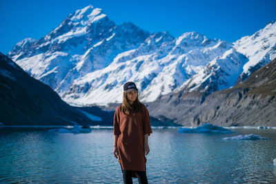 Young girl and lake