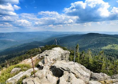 Scenic view of rocky mountains against sky