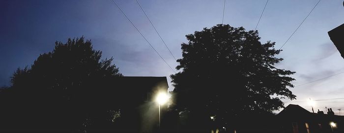 Low angle view of silhouette trees against sky