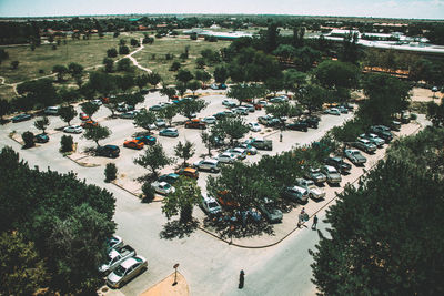 High angle view of people at beach