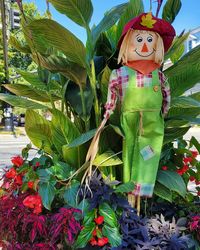 Close-up of statue against plants