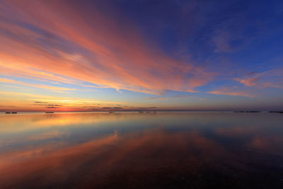 Scenic view of sea against sky at sunset