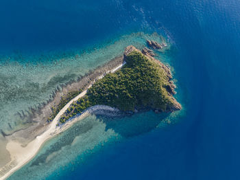 Aerial drone view of langford island near hayman island, whitsunday islands, queensland, australia.