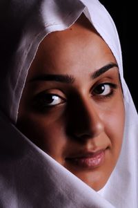 Close-up portrait of beautiful young woman