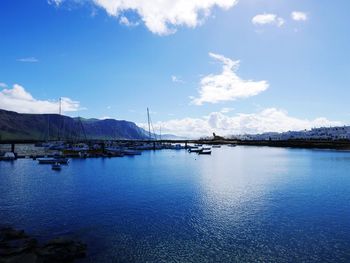 Scenic view of sea against cloudy sky