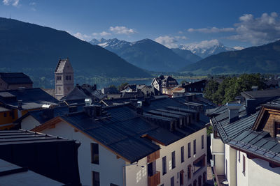 High angle view of townscape against sky