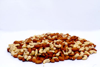 Close-up of cake against white background