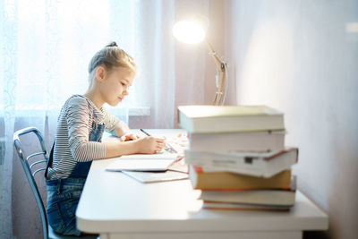 Girl studying at home