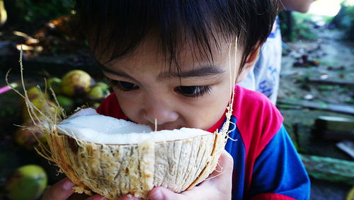 Close-up of boy with ice cream