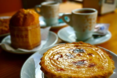 Close-up of dessert on table