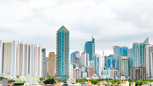 Panoramic view of buildings in city against sky