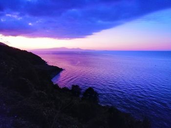 Scenic view of sea against sky at sunset