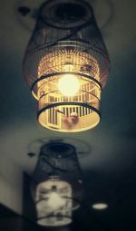 Low angle view of illuminated light bulb