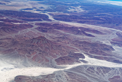 High angle view of snowcapped mountains