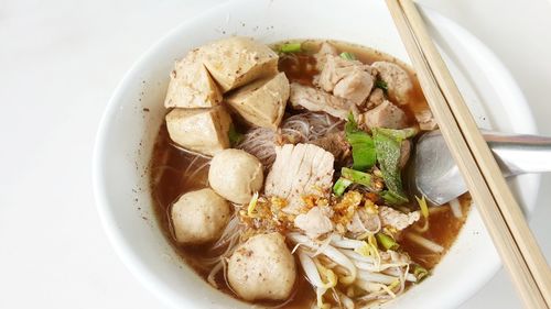 High angle view of food in bowl