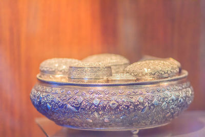 Close-up of tea cup on table