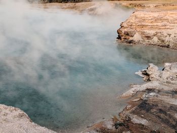 High angle view of hot spring