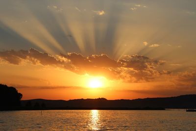 Scenic view of sunset over water