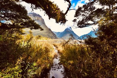 Scenic view of mountains against sky