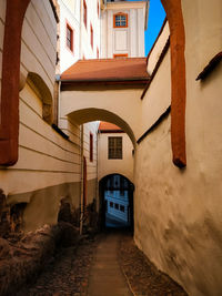 Narrow alley amidst buildings in city
