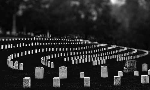 Tilt-shift image of tombstones at cave hill cemetery