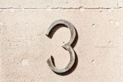 Close-up of handle on wall