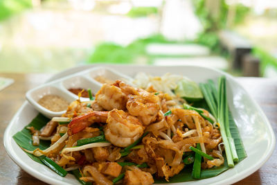 Close-up of food served in plate