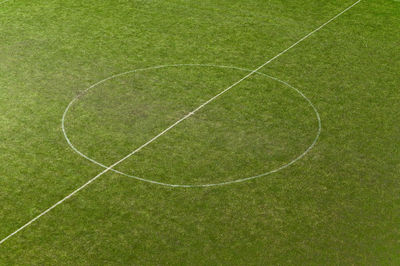 High angle view of soccer field