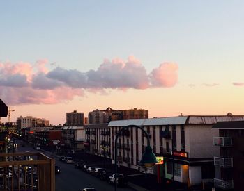 View of cityscape against sky during sunset