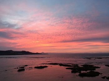 Scenic view of sea against sky at sunset