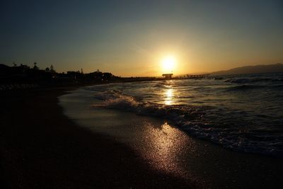 Scenic view of sea at sunset