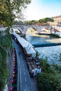 High angle view of bridge over river in city