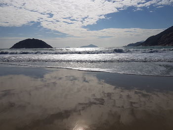 Scenic view of beach against sky