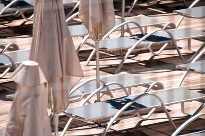 Close-up and full frame shot of empty chairs