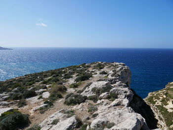 Scenic view of sea against clear sky