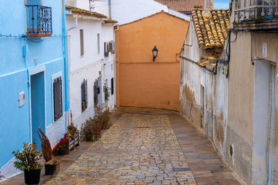 Streets of llíber, in alicante spain, on a cloudy day.