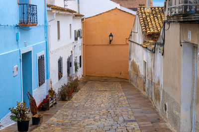 Streets of llíber, in alicante spain, on a cloudy day.